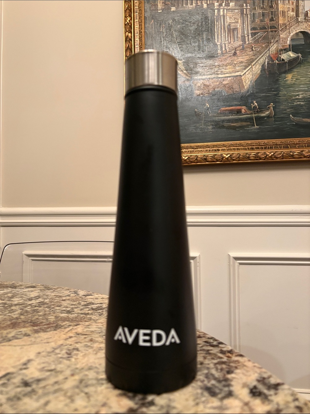 NWOT AVEDA Matte Black Insulated Water Bottle